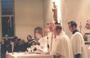 Bishop Foley at the opening of the new church in September 1975